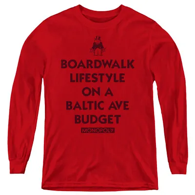 Buy Monopoly Kids Long Sleeve Shirt Boardwalk Lifestyle Red Tee • 18.42£