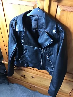 Buy Primark Ladies Black Faux Leather Jacket Size 12 • 10£