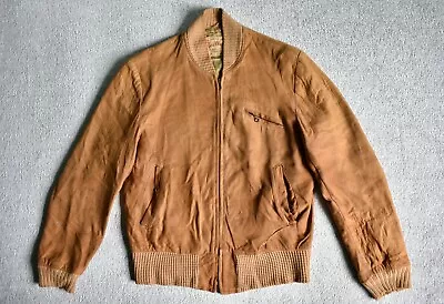 Buy Vtg 50s 60s EXCELLED Brown Suede Leather Zip Bomber Jacket Coat USA 40 • 35£
