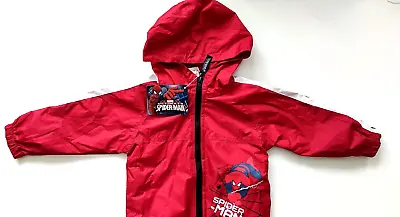 Buy NEW Marvel Spiderman Boys Waterproof Hooded Jacket Red - 2 Years  • 4.99£