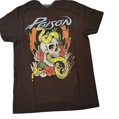 Buy Poison Rock Band Graphic T-Shirt Skull W/ Snake Roses XXX Bottle, Womens Size M • 24.63£