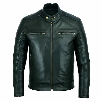 Buy Leatherick Mens Real Leather Jacket Biker Black Brown Vintage Retro Cafe Racer  • 65.99£