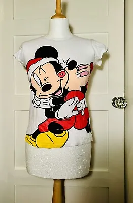Buy DISNEY Mickey Minnie Mouse Christmas Love T-shirt • Size 8 • White • Women’s • • 4.99£
