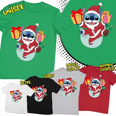 Buy Unique Lilo And Stitch Santa Gift Ideas Funny Family Christmas T Shirt #MC246 • 7.59£