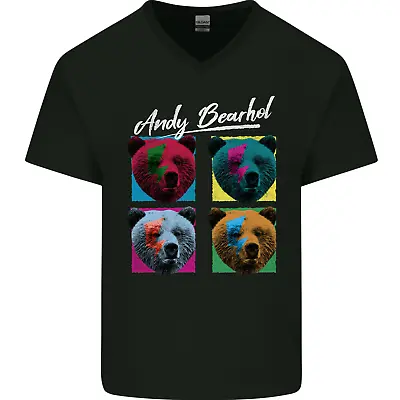 Buy Andy Bearhol Funny Panda Bear Parody Art Mens V-Neck Cotton T-Shirt • 8.99£
