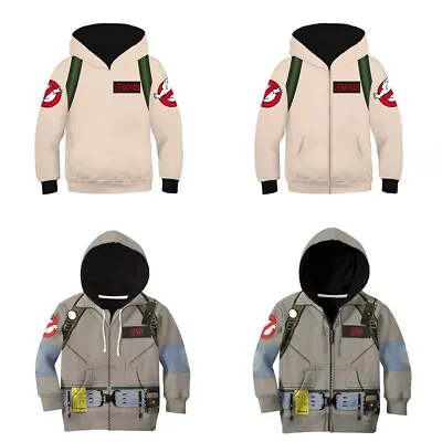 Buy Kids Boys Ghostbusters Zipper Hoodie Sweatshirt Cosplay Jacket Coat Costumes UK • 9.99£