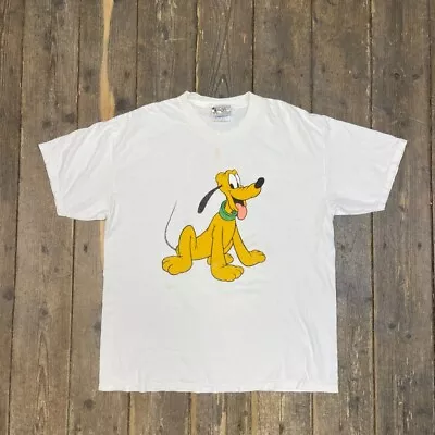 Buy Walt Disney World T-Shirt Mens Pluto Dog Graphic Short Sleeve Tee White Large • 30£