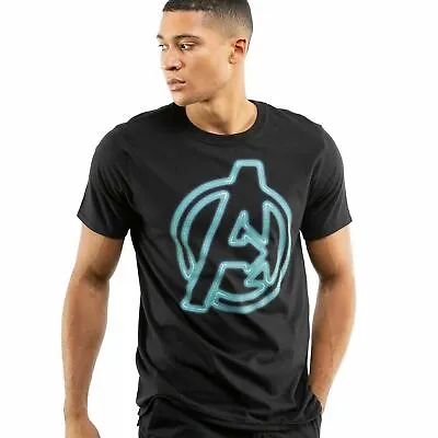Buy Official Marvel Mens Avengers Neon T-shirt Black  S - XXL • 13.99£