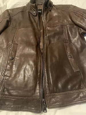 Buy Hugo Boss Tan Leather Jacket  • 49£