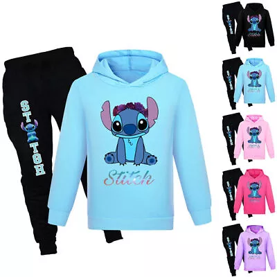 Buy Kids Boys Girl Lilo And Stitch Hoodies Tracksuit Sweatshirt Pants Outfit Winter • 14.69£