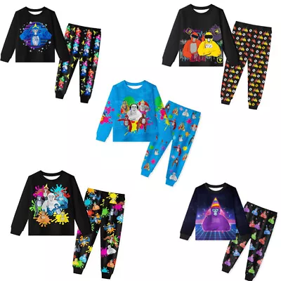 Buy 2024 Kids Gorilla Tag Long Sleeve T-shirt Pants Suits Casual Pyjamas PJ'S Outfit • 14.99£