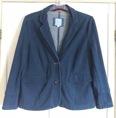 Buy White Stuff~lovely Denim Blue Cotton Blend Jersey Jacket, Blazer~size 16~vgc • 7.99£