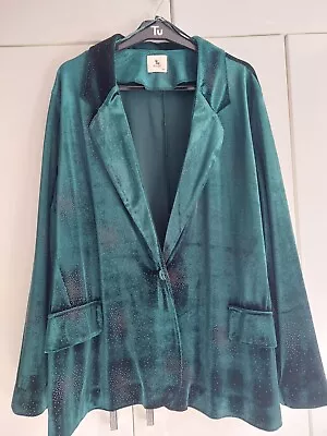 Buy Tu Sparkly Green Velvet Jacket Size 22 • 10£