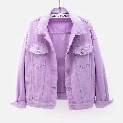 Buy Women Lady Stretch Denim Jacket Soft Cotton Loose Plus Size Stonewash Coat • 30.26£