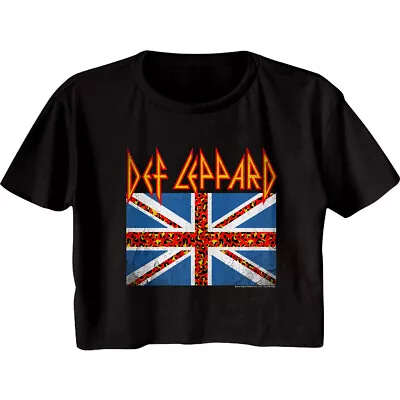 Buy Def Leppard Leopard British Flag Women's Crop Top T Shirt Heavy Metal Band Merch • 24.10£