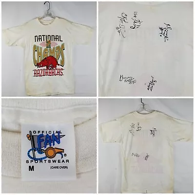 Buy VTG Signed Fan Sportswear Razorbacks NCAA 1994 National Champs T-Shirt Medium • 265.21£