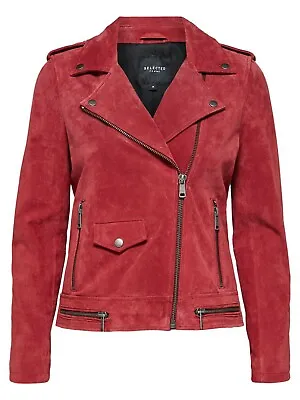 Buy SELECTED FEMME Women's Suede Leather Jacket, Earth Red, Size 34 (UK6) RRP £170 • 28£