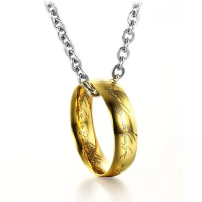 Buy 316L Stainless Steel Men's Jewelry Movie Lord Of The Rings Pendant Ring Necklace • 3.98£