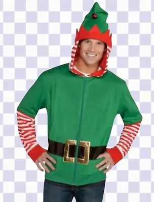 Buy Elf Christmas Hoodie Xmas Elf Hoody Festive Zip Up Jacket Adults Fancy Dress New • 15£