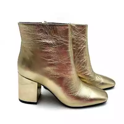 Buy New Anine Bing Jane Booties Gold Metallic Leather Block Heel Ankle Sz 36 / 6 • 278.77£