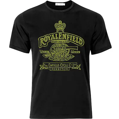 Buy Royal Enfield Vintage Style Motorcycle T Shirt Black • 18.49£