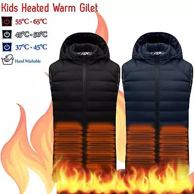 Buy Kids Heated Warm Gilet Vest Electric Hoodie Winter Jacket Boy Girls Heating Coat • 13.99£