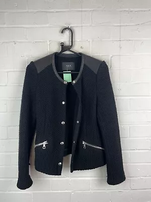 Buy Set Urban Deluxe Black Leather Shoulder Full Zip Jacket Women's S #CSG GA2087 • 7.71£