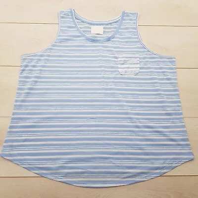 Buy TIME TO DREAM PJs Pyjamas Top Size 20-22 Blue Striped Stretch Sleeveless • 7.99£