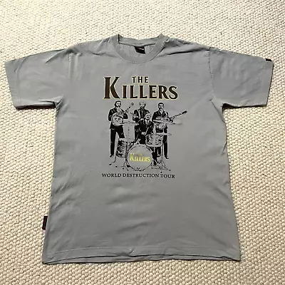 Buy The Killers World Destruction Tour Parody Tee Shirt Size XL Mens Blue Grey Band • 22.06£