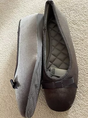 Buy M&S Silver Grey Smart House Shoes Love Slippers NWOT Size 7 Sturdy Thick Sole • 7.99£