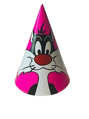 Buy Looney Tunes Party Hat Birthday Sylvester Cat 1990 Vtg Pink Unique Costume BMC4 • 17.32£