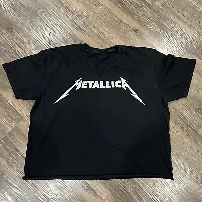 Buy Women’s Metallica Crop Logo Black Shirt Top Tee Concert Metal Band XL/2X • 14.13£