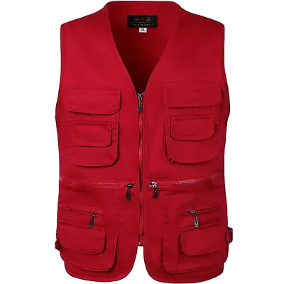 Buy Mens Multi Pocket Vest Hunting Fishing Waistcoat Safari BodyWarmer Gilet Jacket • 11.79£