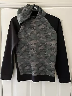Buy Urban Outlaws Boys Black And Camouflage Green Hooded Top Size 13-14 Years • 6.99£