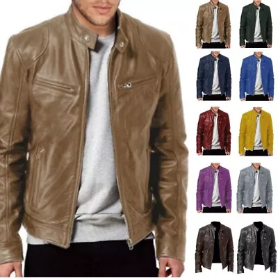 Buy UK Mens Vintage Jacket Cafe Racer Basic Coats Casual Real Biker Outwear • 22.99£