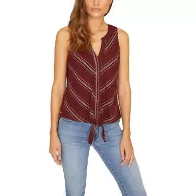 Buy Sanctuary Womens Red Striped Button-Down Tie-Front Tank Top Shirt XXS  2287 • 3.93£