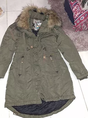 Buy Womens Khujo Size Small Hooded Parka Coat Jacket 10-12 • 28£