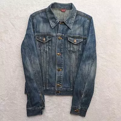 Buy Mens Divided Denim Blue Jeans Trucker Jacket Button Vintage 100% Cotton Size 40 • 14.25£