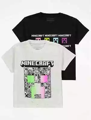 Buy Girls Minecraft T-shirts (white Paint Splatter & Black Logo Tee) 7-8 Years - New • 7.99£
