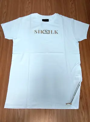 Buy Siksilk Elegance Dual Logo Zip Tee White - Size Medium • 12.99£
