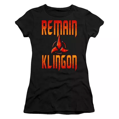 Buy Star Trek Juniors T-Shirt Remain Klingon Black Tee • 22.22£