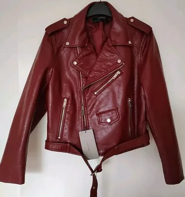 Buy Zara Basic Red Faux Leather Jacket EUR L • 9.99£