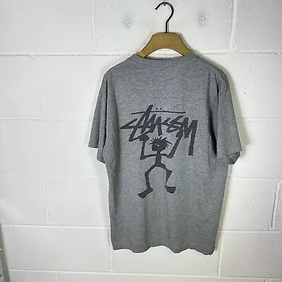 Buy Vintage Stussy Shirt Mens Extra Large Grey Stickman Made In USA Skater 90s Retro • 103.95£