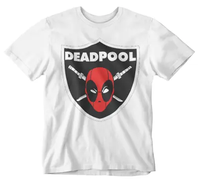 Buy Deadpool T-shirt Shield Face Merc Mouth Cool Retro Movie Tee Film Super Hero • 6.99£