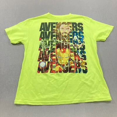 Buy Avengers Age Of Ultron Marvel Graphic T-shirt Youth M 8 Boys Neon Green • 10.97£