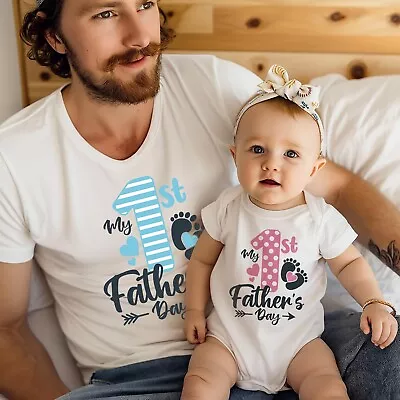 Buy TSHIRT (1101) My First Father's Day Kids Child Dad Birthdy Baby Matching T-Shirt • 5.99£
