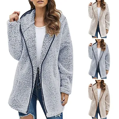 Buy Womens Sherpa Jacket Oversized Fleece Jacket Winter Coat Trendy Plush Hoodies • 20.39£