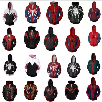 Buy Spider-Man 3D Prining Hoodie Sweats Anime Unisex Hooded Pullover Sweatshirt • 18£