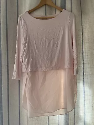 Buy Women’s Phase Eight Size 12 Tunic Double Layer Round Neck Long Sleeved Pink Top • 5.50£
