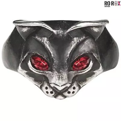 Buy Alchemy England Bastet Ring Goddess Cat Head Red Eyes Alternative Jewellery • 17.84£